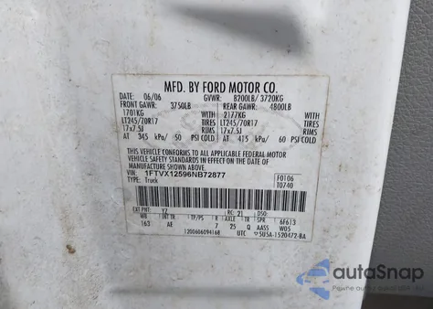 2006 Ford F-150 Lariat/Xl/Xlt from USA, damaged, VIN 1FTVX12596NB72877